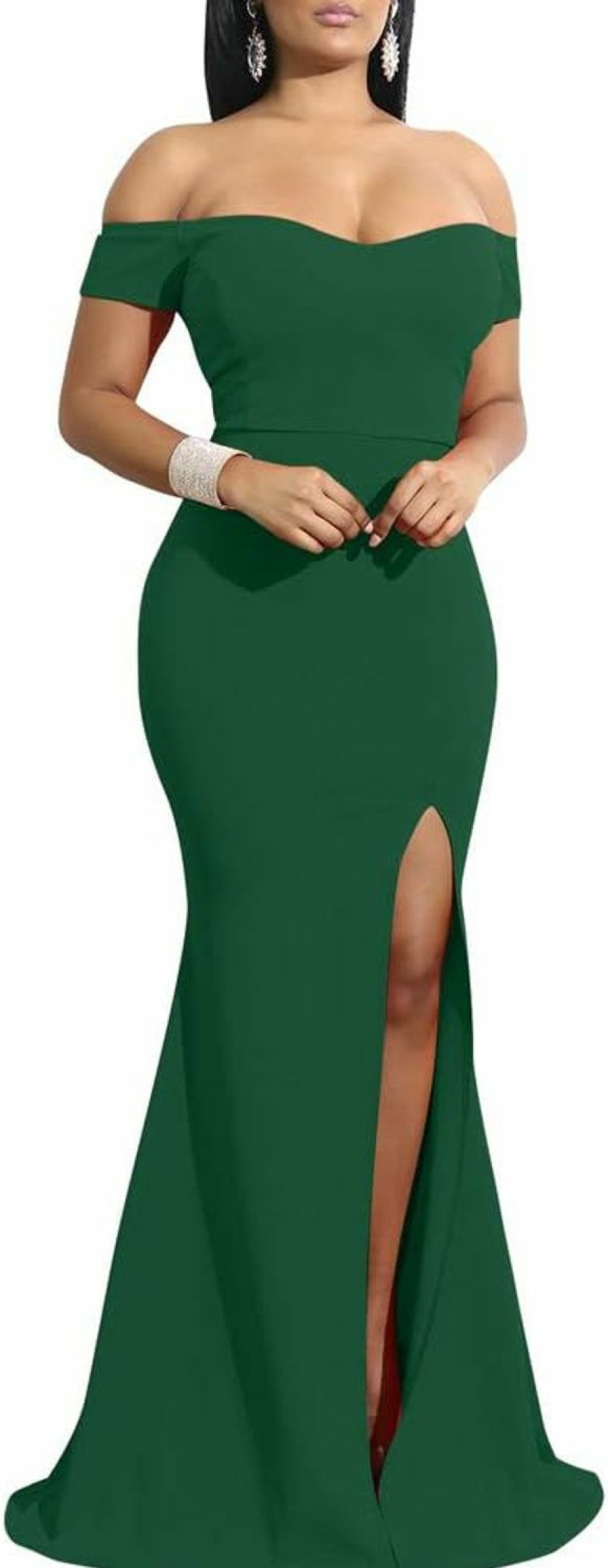 Hot YMDUCH Ymduch Women'S Off Shoulder High Split Long Formal Party Dress Evening Gown