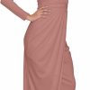 Hot KOH KOH Koh Koh Womens Long Sleeve Formal Wrap Draped Cocktail V-Neck Gown Maxi Dress