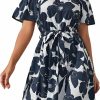 New JECEIKA Womens Off Shoulder Ruffle Floral Summer Wedding Guest Dresses A Line Shift Short Skater Dress With Belt