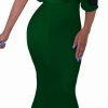 New GOBLES Gobles Women Sexy V Neck Off The Shoulder Evening Gown Fishtail Maxi Dress