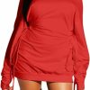 Clearance GOKATOSAU Gokatosau Women'S Sexy Casual Off Shoulder Long Sleeve Lace Up Loose Club Mini Dress