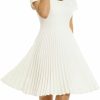 Online WOOSEA Woosea Women'S Elegant Pleated Short Sleeves Cocktail Party Swing Dress