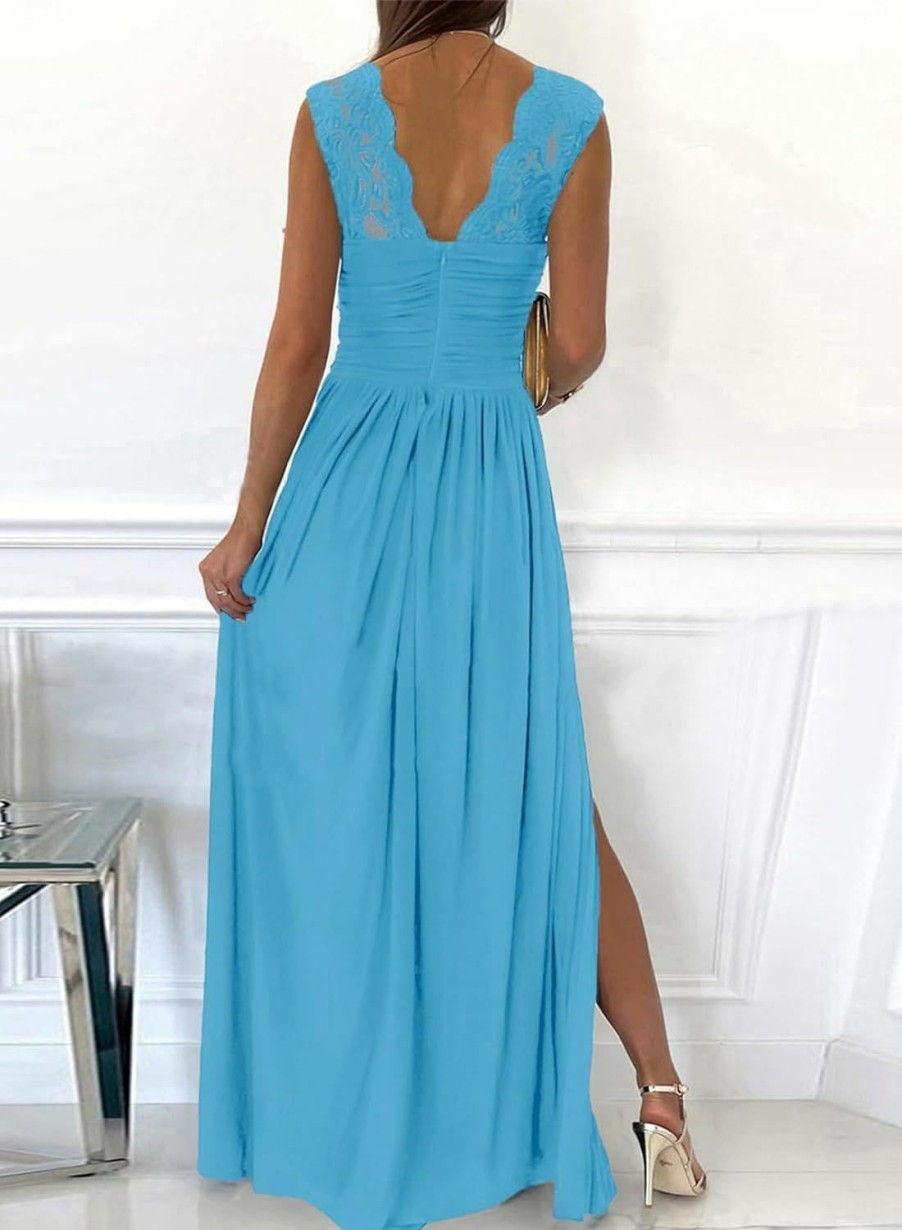 Online Dokotoo Dokotoo Womens 2024 Formal Dresses Wrap V-Neck Ruched Sexy Bridesmaid Wedding Guest Maxi Dresses