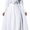 Online Bodycon4U Women'S Pleated Long Sleeve Party Cocktail Long Maxi Button Down White Shirt A-Line Dress Plus Size Pockets Front